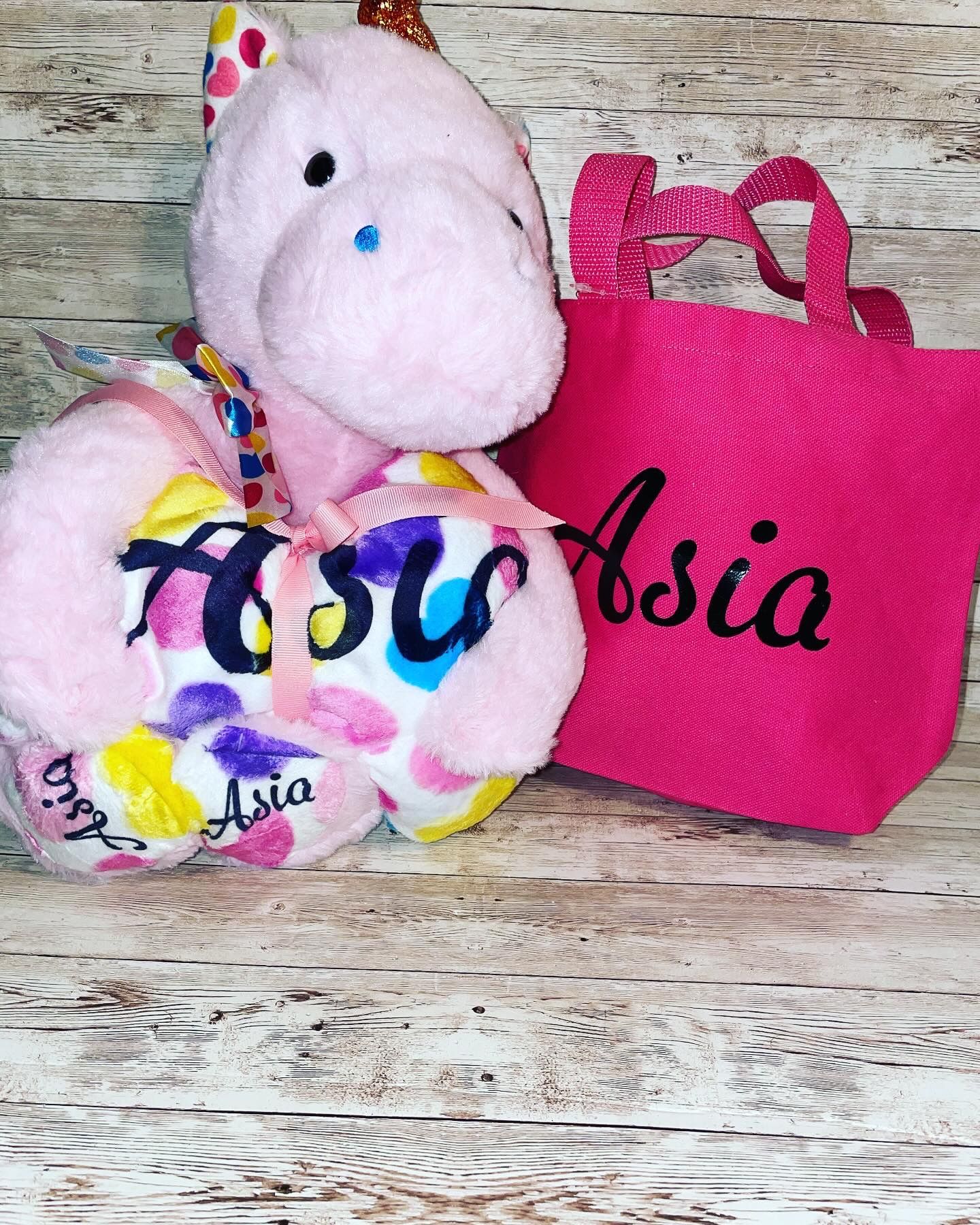 Custom Plush Stuffed Animal, Blanket And Bag 