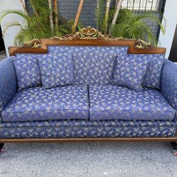 Antique American Empire style sofa couch blue