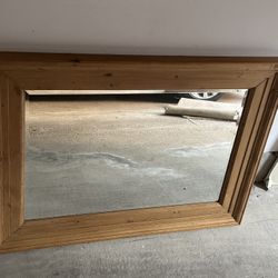 Large Wooden Frame Antique Mirror  