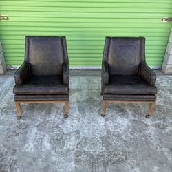 Leather Vintage Antique Mid Century Modern Chairs