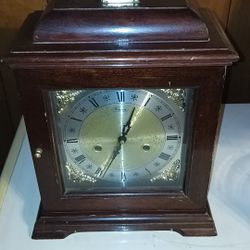 Antique Ridgeway Mahogany Wooden And Gold Clock 