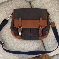 Fossil Satchel / Man-bag / Blue and Leather 