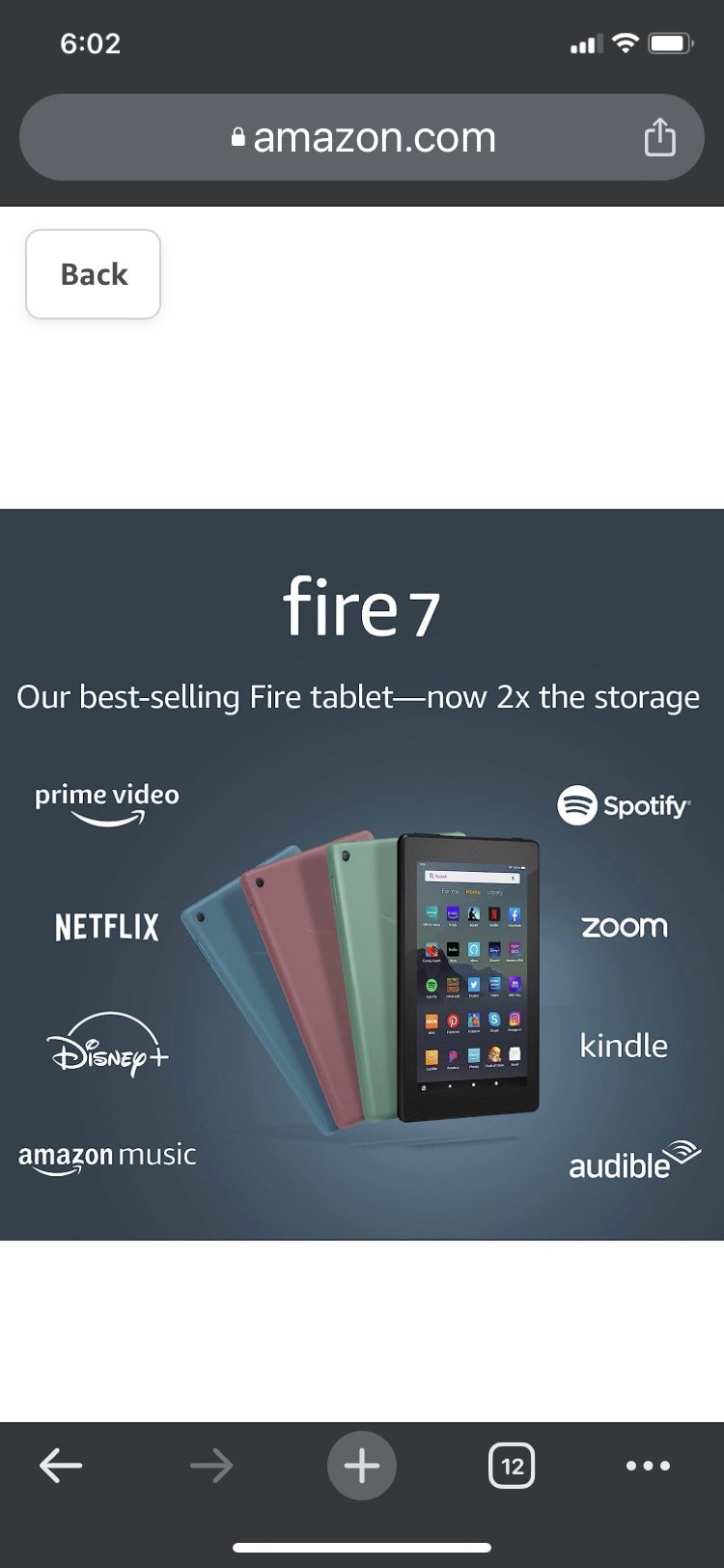 Amazon Fire 7 Tablet And Case