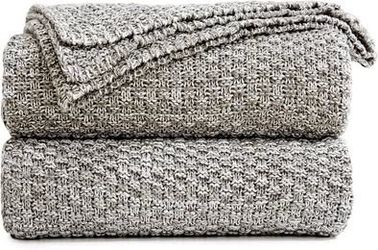 New NEVER USED 100% Cotton Knitted Taupe/Grey-ish-Brown Throw Blanket