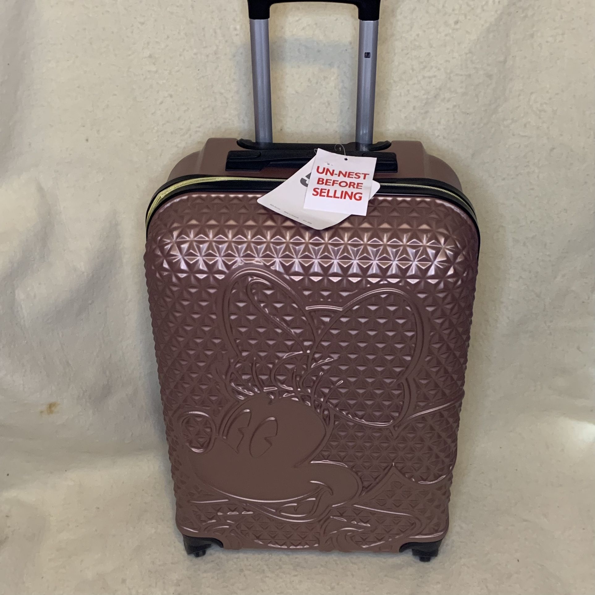 Disney Mickey Mouse Rose Gold Carry On Spinner FUL Suitcase Hard