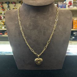 14KT Paperclip Chain With Heart Pendant 38865-3