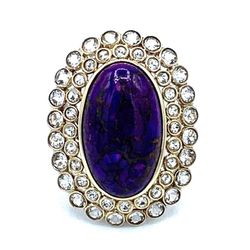 Rarities Carol Brodie Vermeil Purple Mohave Turquoise & White Topaz Ring