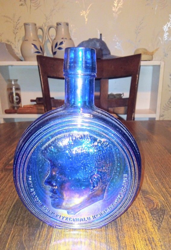 VTG First Edition JFK Wheaton Cobalt Blue Decanter