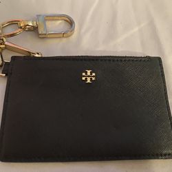 Tory Burch Black Leather Keychain Cardholder