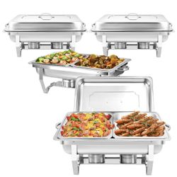 4 Pack  2 Tray Chafing Dish Buffet Stainless Steel 10 Quart