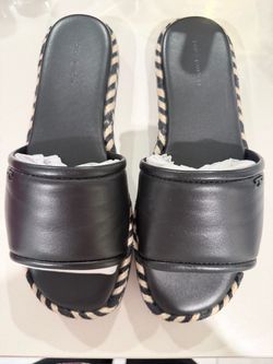 TORY BURCH Womens Espadrille Slide North Nappa Leather (Perfect Black - Size 8.5)