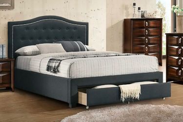 Brand new charcoal queen bed ( mattress sold separately)