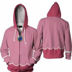 Brand new  Bowser cosplay costume hoodie，Adult 3D printed full zip hoodie Color: pink Size:M
