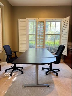 Home office desk with 4 chairs