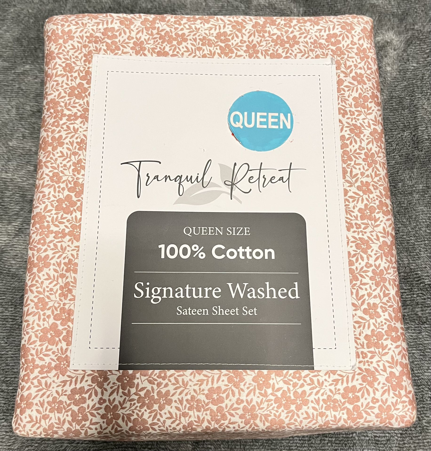 Queen Tranquil Retreat Signature Washed Sateen Sheet Set.