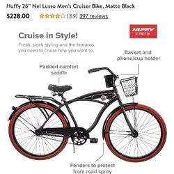 Huffy 26" Nel Lusso Men's Cruiser Bike, Matte Black