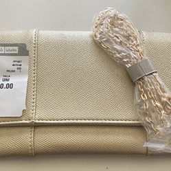 Woman’s fashion wallet / Clutch with strap, Gold,, New !! 