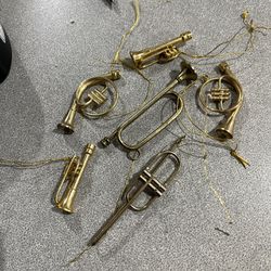Vintage Brass Instruments For Christmas Decorations. Very Old And In New Condition. $2.00 Each