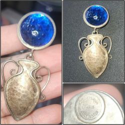 VINTAGE STERLING SILVER BLUE GEMSTONE AUTHENTIC DOMINIQUE AURIENTIS PARIS SINGLE CLIP ON EARRING JEWELRY COLLECTABLE