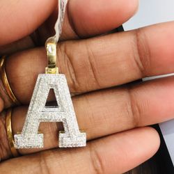 10kt Diamond A Letter Charm W .46ct Diamond