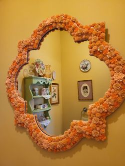 Hand Embellished Resin Rose Mirror