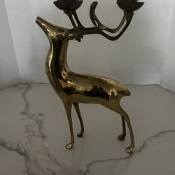Vintage Solid Brass Deer Tea Light Holder