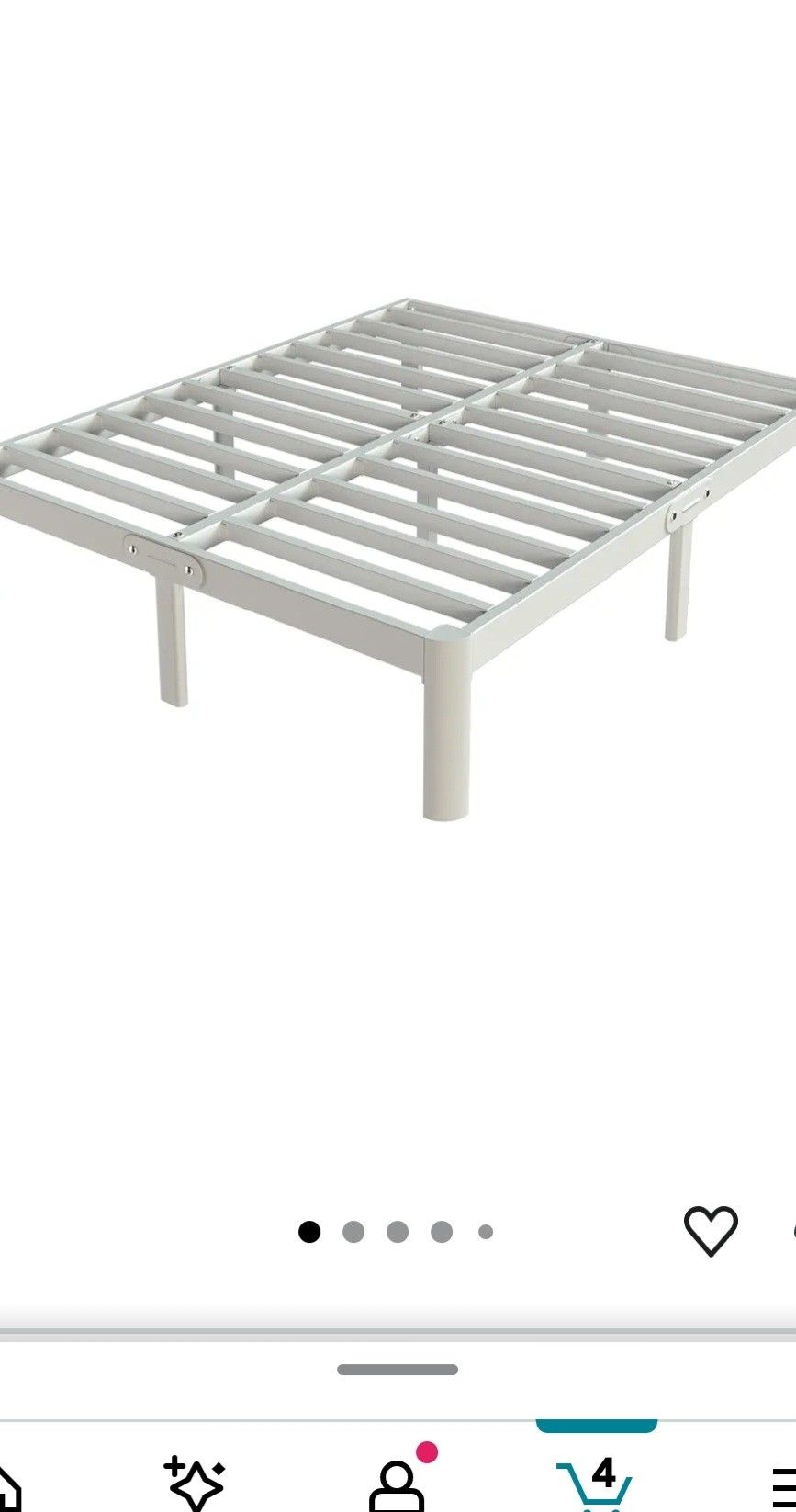 Full Size White Metal Bed Frame