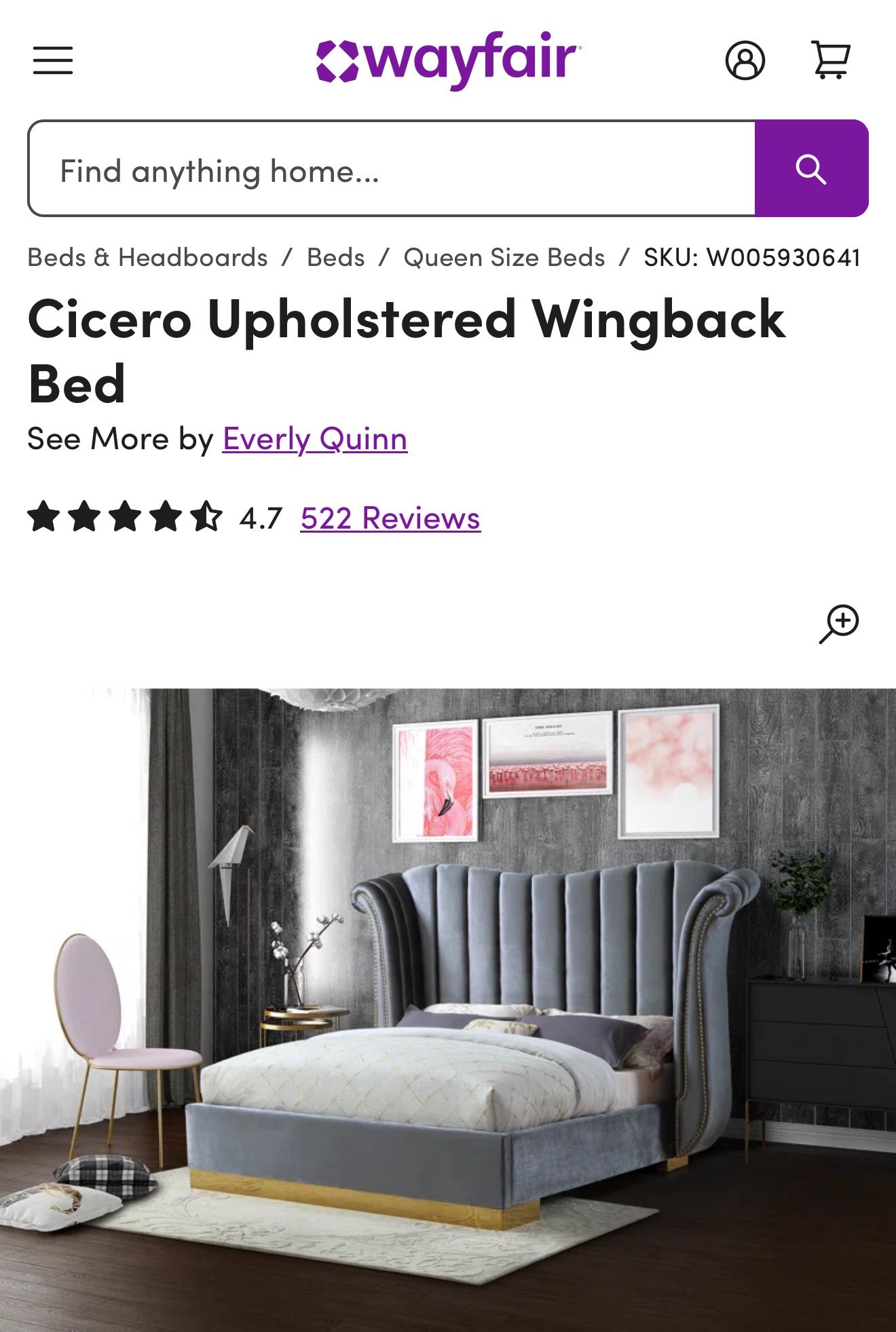 King Size Bed Frame And Tufted Headboard