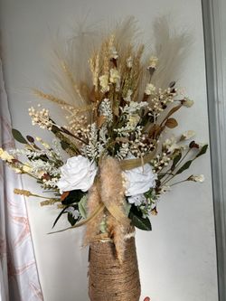 Floral Arrangement in Rope-Wrapped Vase