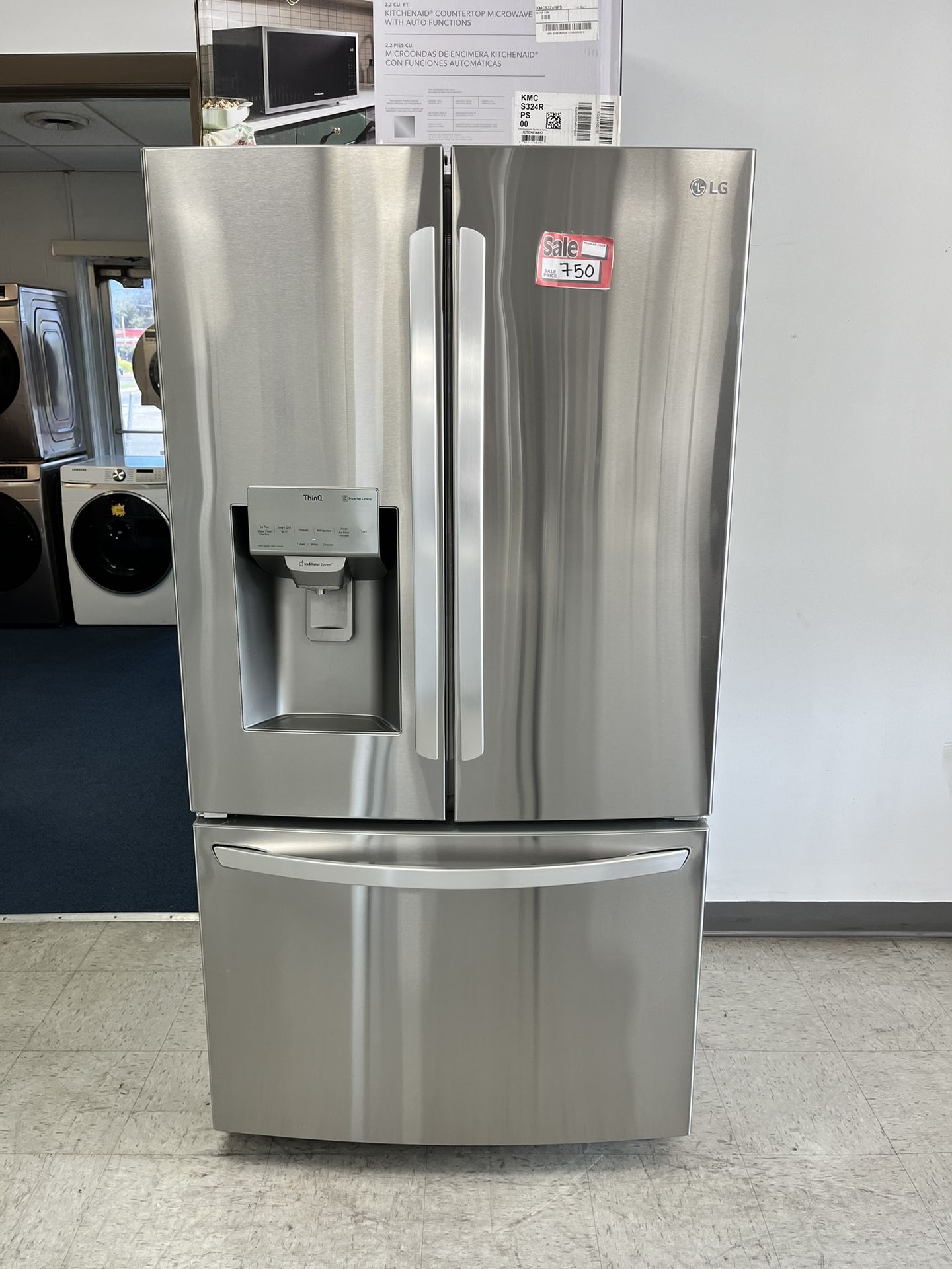 LG 36in. Counter Depth 3-Door French Door With Ice Maker Stainless Steel Refrigerator
