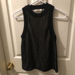 Milly Black Knit Sleeveless Top Sz S Viscose & Nylon Stretchy 