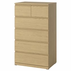 6-drawer dresser, oak effect dresser