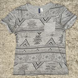 Divided H&M Men’s XS Gray/Black Geometric Crew Neck Short Sleeve T-Shirt 