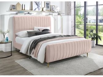 Queen Pink upholstered bed frame