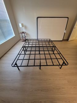 Queen Sturdy Metal Foldable Platform Bed Frame - Heavy Duty, No Box Spring Needed!