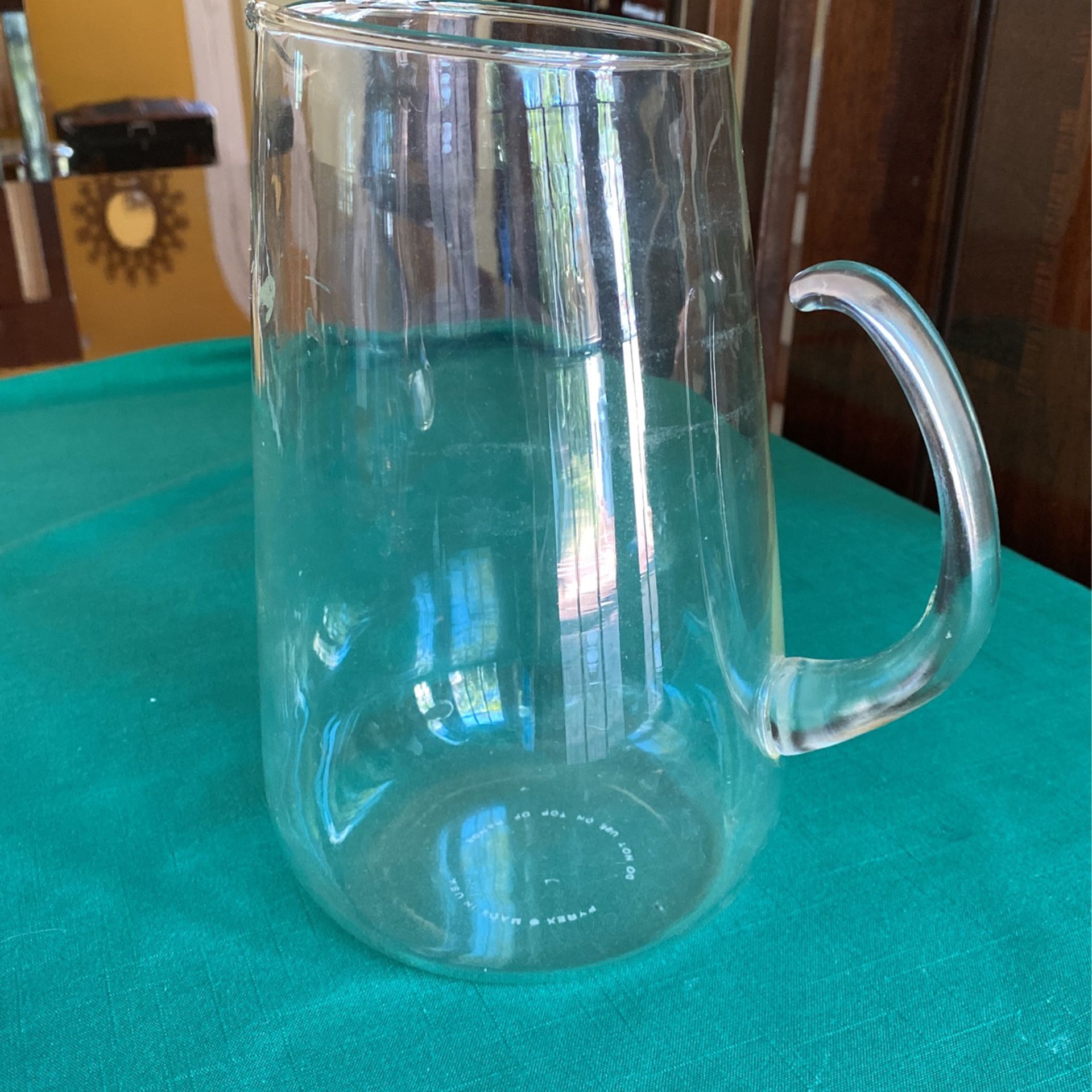 Pyrex Made in USA 10 inch tall clear glass vintage collectible unique handle water pitcher