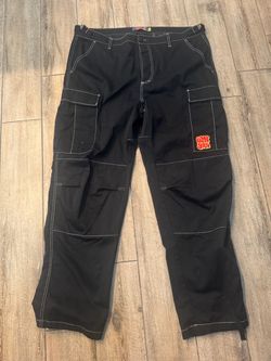Black Cargo Pants with Contrast Stitching