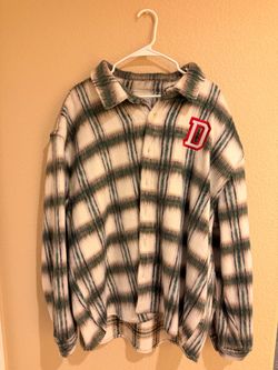 Plaid Flannel Shirt with Varsity D Patch XXL