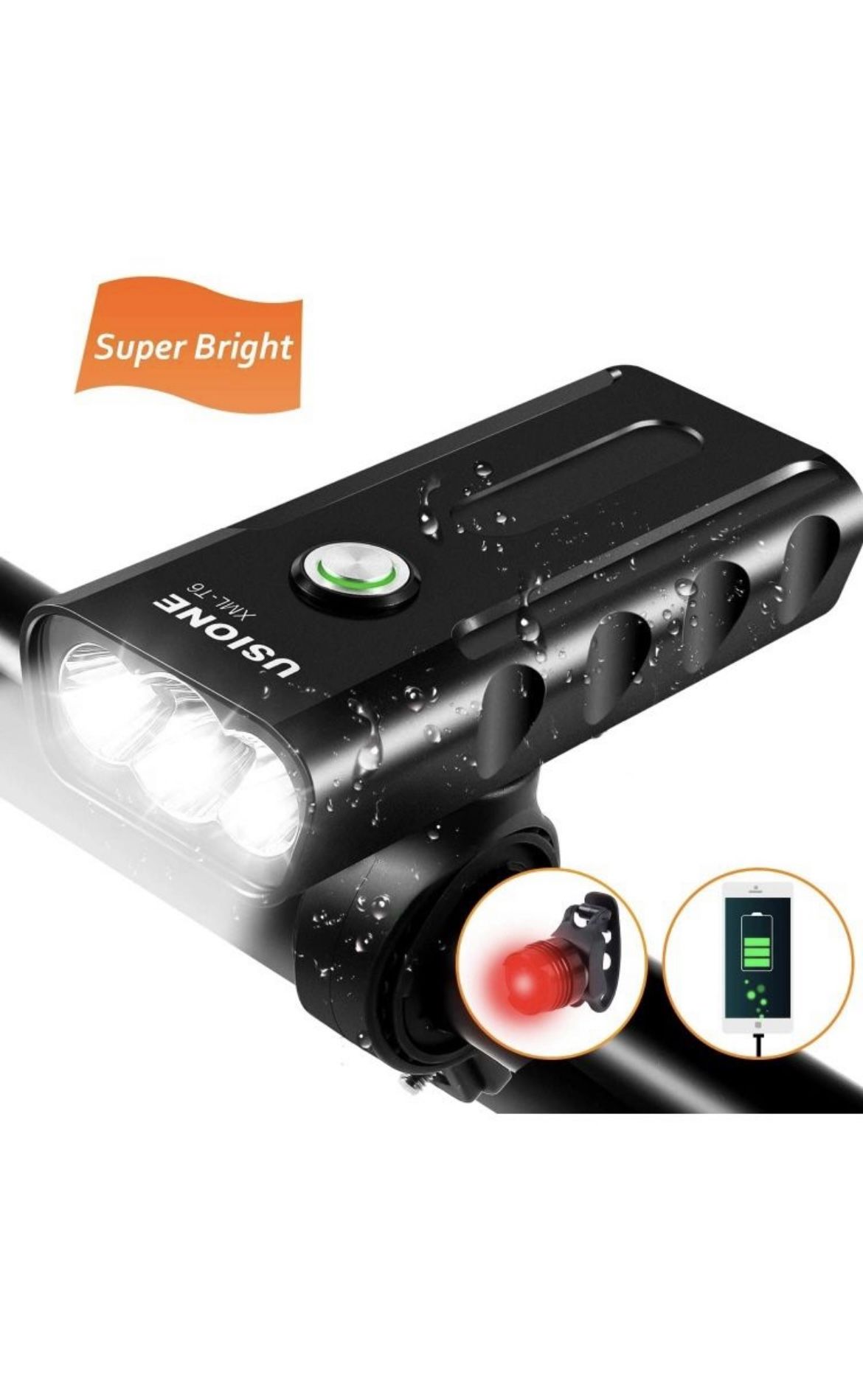 Brand new USB Rechargeable Bike Light Set, Mountain/Road Bicycle Headlight & Free Taillight,Cycling Safety Flashlight,Easy Install