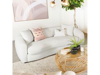 Isabella Natural Faux Sheepskin Upholstered Sofa