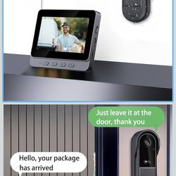 Doorbell Camera Wireless No Subscription Video Doorbell with Camera 1080P with Screen,Two-Way Audio,170° Angle,Night Vision,IP65 Waterproof for Outdoo