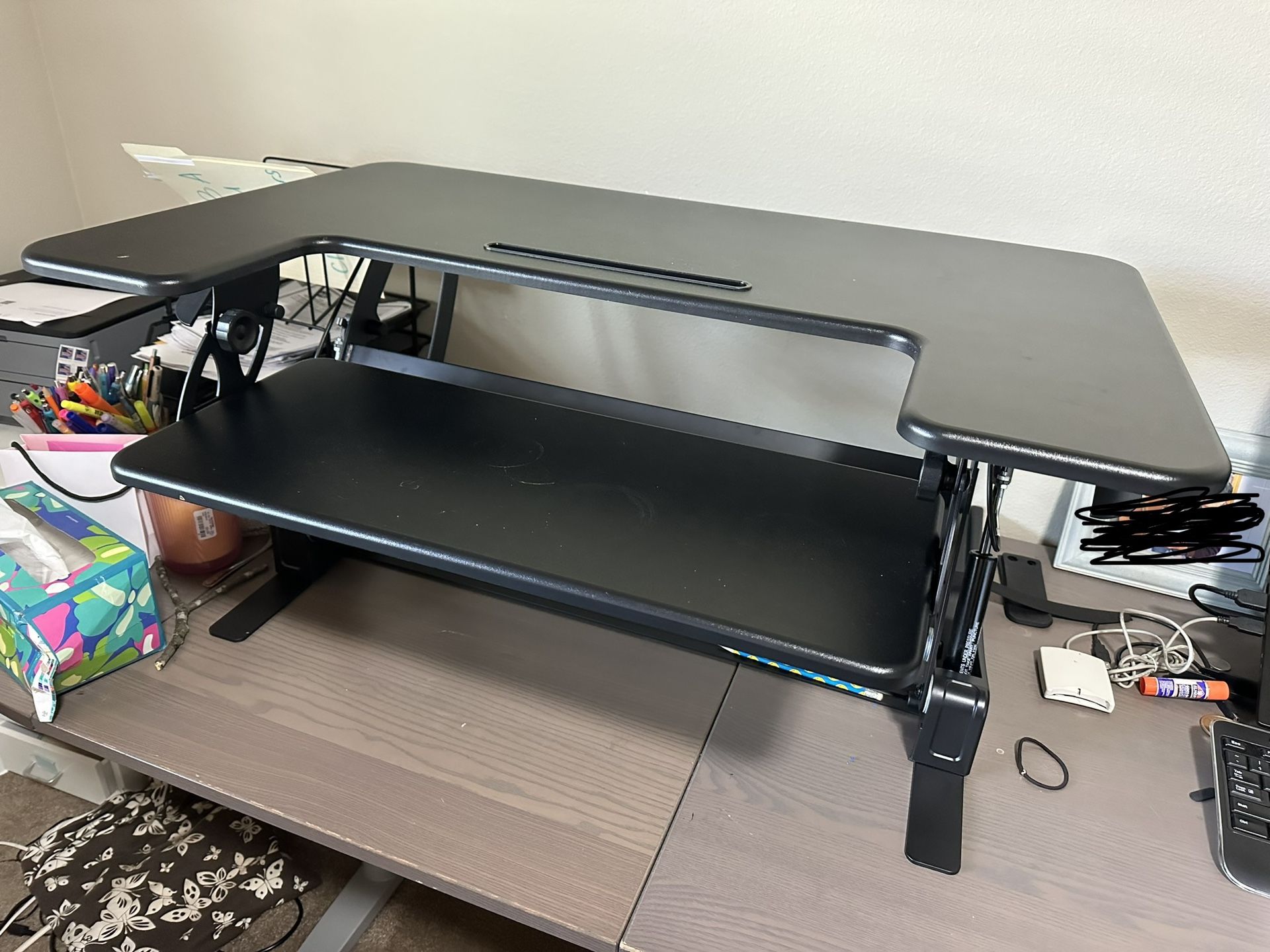 VIVO 42 inch Height Adjustable Stand Up Desk Converter, V Series, Quick Sit to Stand Tabletop Dual Monitor Riser Workstation, Black,