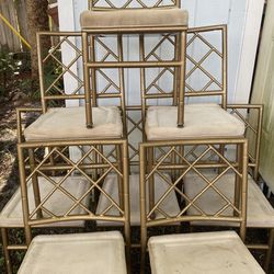 8 Gold  cushion Banquet  chairs