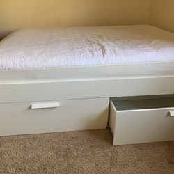 Full Size Bed Frame With Large Drawers 