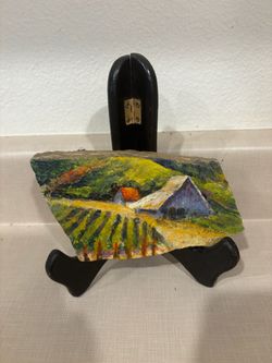 3” hand painted slate rock
