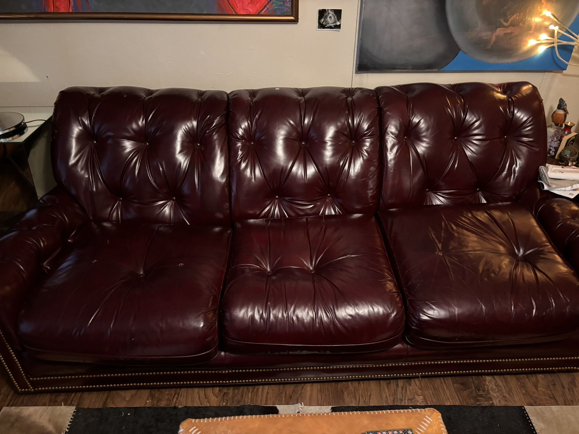 Hancock And Moore Oxblood Leather Sofa 