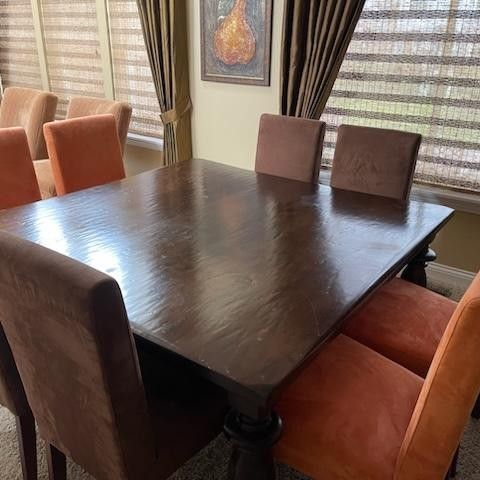 60" Square dining Room Table with 8 Chairs