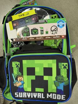 New! Minecraft 5-piece Backpack Set