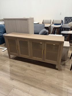 59'' TV Stand for 55 65 Inch TV, Modern TV Console for Living Room Large Entertainment Center with 4 Storage Cabinets, Tall Television Stands Wood Med
