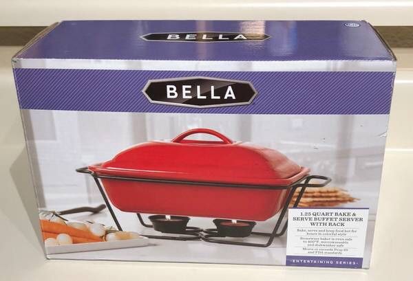 Bella 1.25 Quart Bake and Serve Buffet Server with Wire Rack